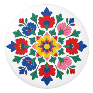 Ungersk Kalocsa blomsterfolklig keramisk knopp