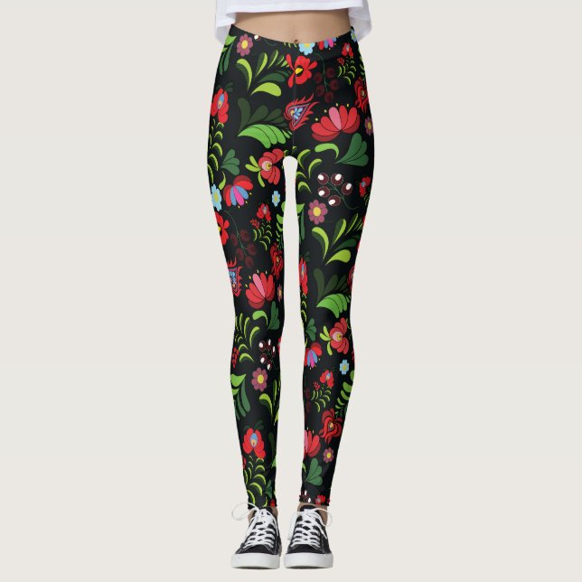 Ungersk Matyo Broderimönster Leggings (Framsida)