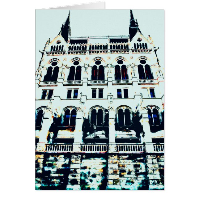 Ungersk parlamentmålning hälsningskort (Framsidan)