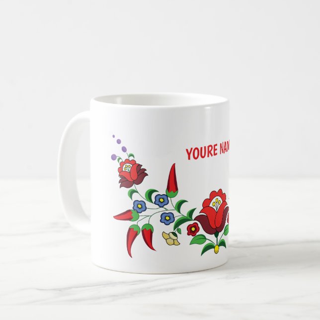Ungersk personlig blommigt kaffe mugg (Framsida vänster)
