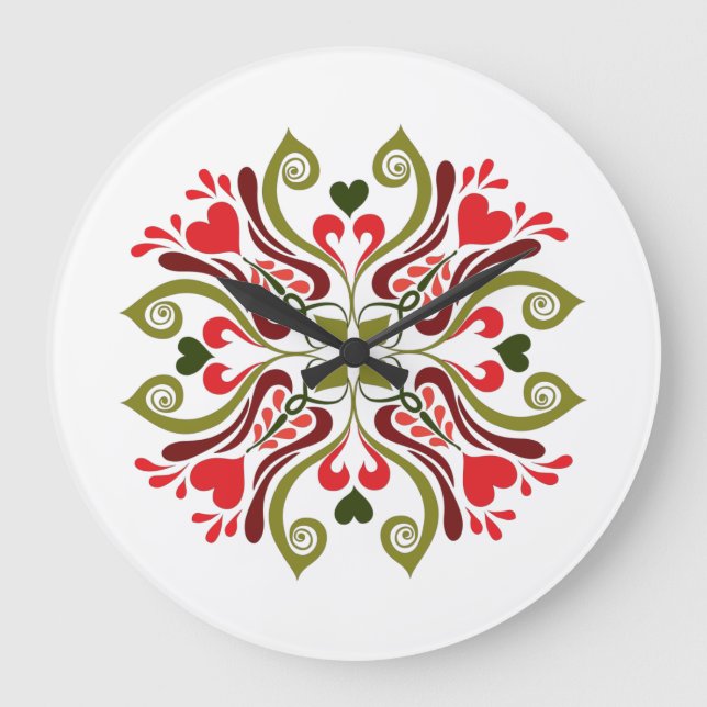 Ungersk Tulip Blommigt Motif Stor Klocka (Framsida)