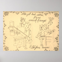 Ungersk väggdesign i trasa poster