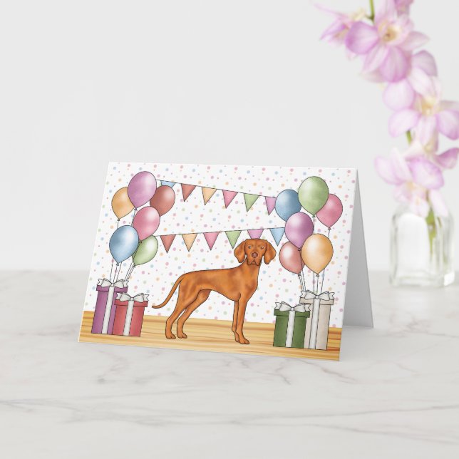Ungersk Vizsla Färgrik Pastell Glad Födelsedag Kort (Orkide)