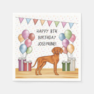 Ungersk Vizsla Färgrik Pastell Glad Födelsedag Pappersservett