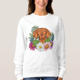 Ungersk Vizsla Hundhuvud Och Färgglada Blommor T Shirt