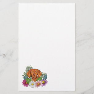 Ungersk Vizsla-huvud med färgglada sommablommor Brevpapper
