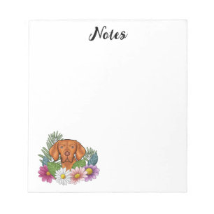 Ungersk Vizsla med färgglada blommor och text Anteckningsblock
