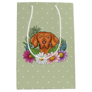 Ungersk Vizsla Och Färgrika Sommarblommor Gröna