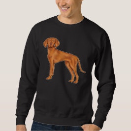 Ungersk Vizsla Pointer Hund Tecknad Illustration Lång Ärmad Tröja
