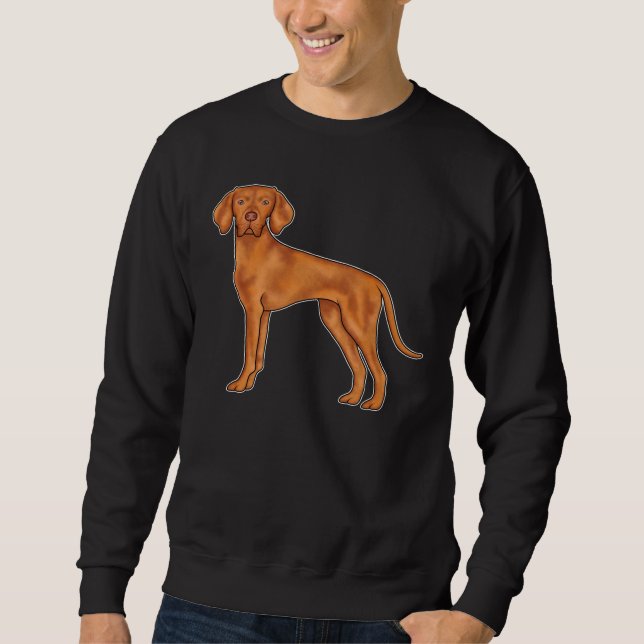 Ungersk Vizsla Pointer Hund Tecknad Illustration Lång Ärmad Tröja (Framsida)