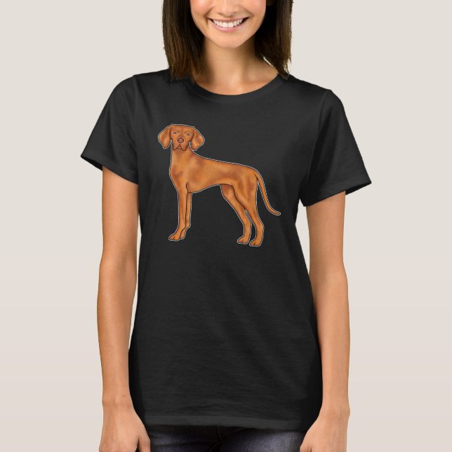 Ungersk Vizsla Pointer Hund Tecknad Illustration T Shirt (Framsida)