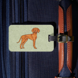 Ungersk Vizsla Pointer Tecknad Hund Ritning Grön Bagagebricka