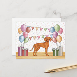 Ungersk Vizsla Söt Hund Pastell Glad Födelsedag Vykort