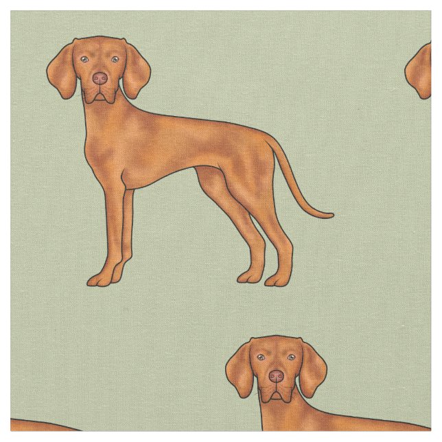Ungersk Vizsla Söt Pointer Hund Ritning Grön Tyg (Närbild)