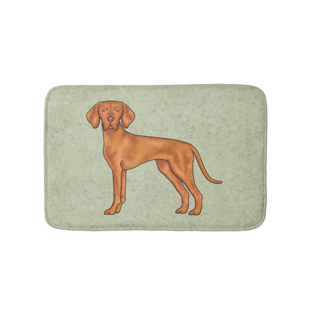 Ungersk Vizsla Söt Pointer Hund Stående Grön Badrumsmatta (Framsidan)