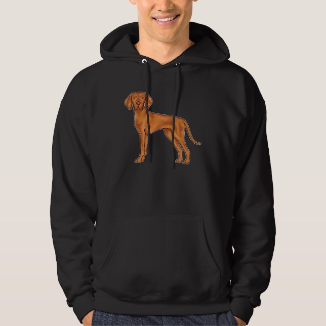 Ungersk Vizsla Söt Röd Tecknad Pointer Hund Hoodie (Framsida)