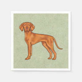 Ungersk Vizsla Söt Tecknad Pointer Hund Grön Pappersservett