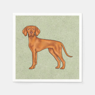 Ungersk Vizsla Söt Tecknad Pointer Hund Grön Pappersservett
