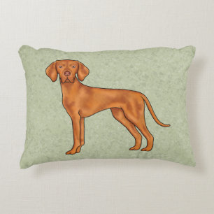 Ungersk Vizsla Söt Tecknad Pointer Hund Grön Prydnadskudde