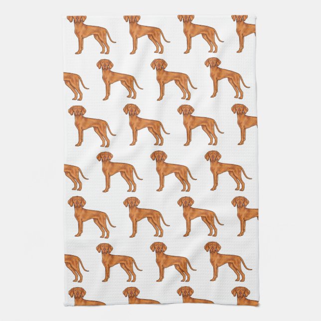 Ungersk Vizsla Söt Tecknad Pointer Hund Mönster Kökshandduk (Vertikal)
