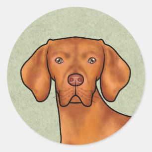 Ungersk Vizsla Tecknad Pekandhund Huvud Grön Runt Klistermärke
