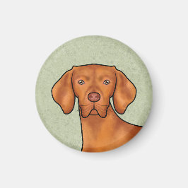 Ungersk Vizsla Tecknad Pointer Hundhuvud Grön Magnet