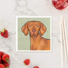 Ungersk Vizsla Tecknad Pointer Hundhuvud Grön Pappersservett