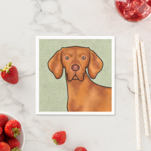 Ungersk Vizsla Tecknad Pointer Hundhuvud Grön Pappersservett