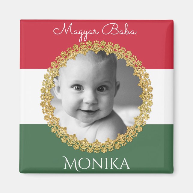 Ungerska Baby w/Photo & Namn Magnet (Framsidan)