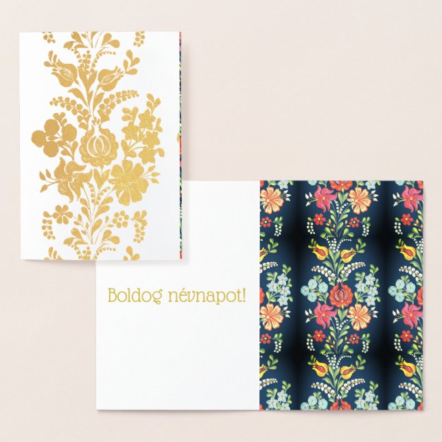 Ungerska blommor - guldlyx folierat kort (Display)