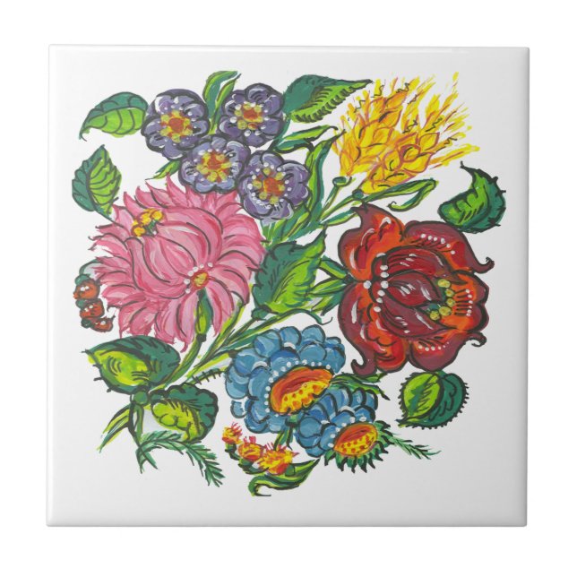 Ungerska blommor kakelplatta (Framsidan)