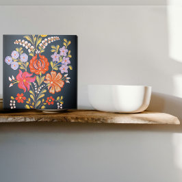 ungerska blommor -levande färger kakelplatta