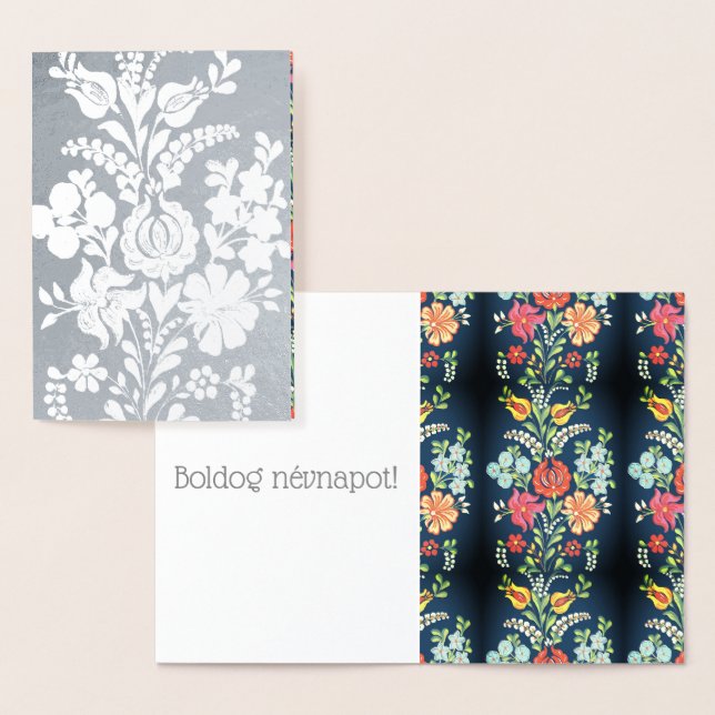 Ungerska blommor - silver folierat kort (Display)