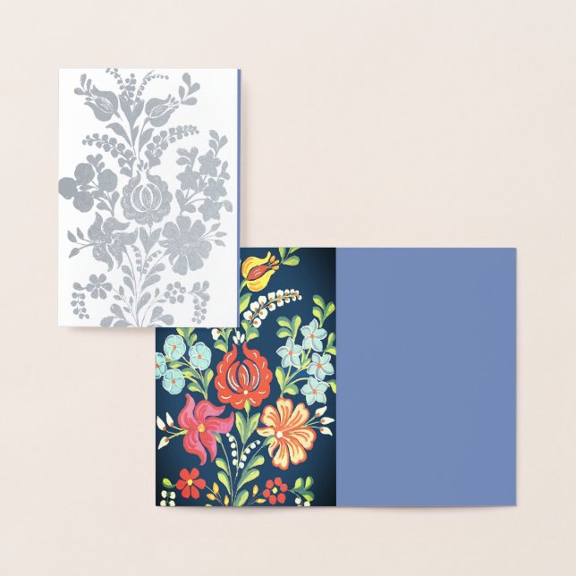 Ungerska blommor - silver folierat kort (Display)