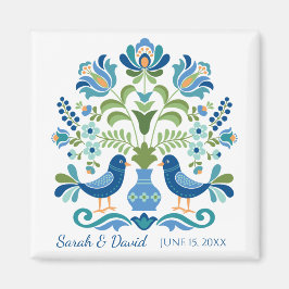 Ungerska designblåa fåglar magnet