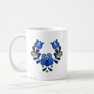Ungerska Embroidery Mönster, "Matyó" - blått Kaffemugg