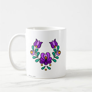 Ungerska Embroidery Mönster, ’Matyó’ - lila Kaffemugg