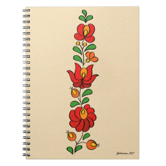 Ungerska Embroidery Mönster, ’Matyó’ - röd Anteckningsbok