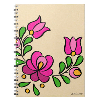Ungerska Embroidery Mönster, ’Matyó’ - rosa Anteckningsbok