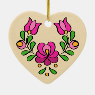 Ungerska Embroidery Mönster, ’Matyó’ - rosa Julgransprydnad Keramik