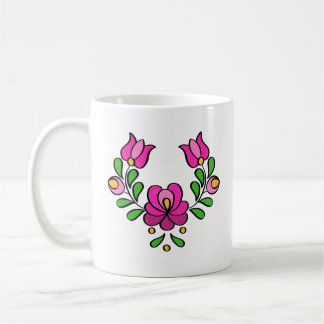 Ungerska Embroidery Mönster, ’Matyó’ - rosa Kaffemugg