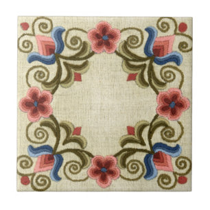 Ungerska Embroidery Square Kakelplatta