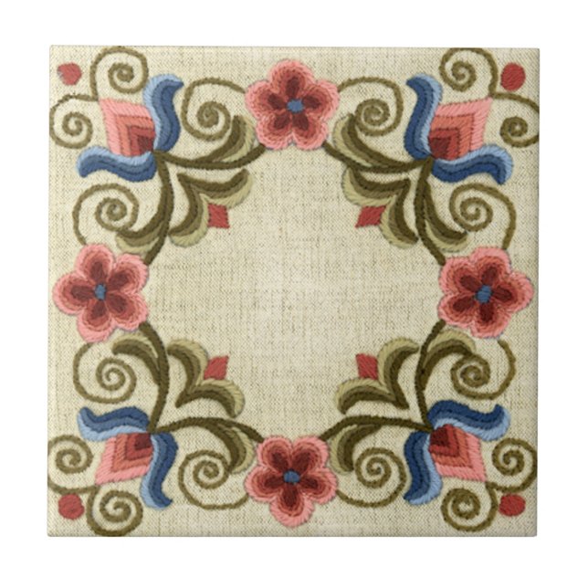 Ungerska Embroidery Square Kakelplatta (Framsidan)