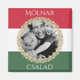 Ungerska familjen w/Photo & Namn Magnet