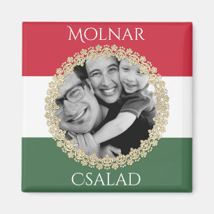Ungerska familjen w/Photo & Namn Magnet