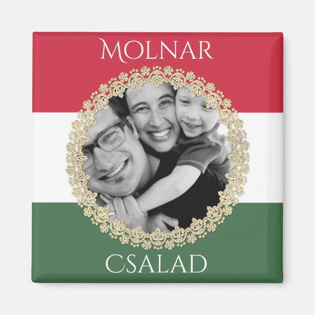 Ungerska familjen w/Photo & Namn Magnet (Framsidan)