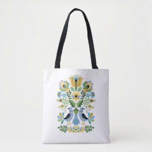 Ungerska folkart Birds in Blue and Guld Tygkasse