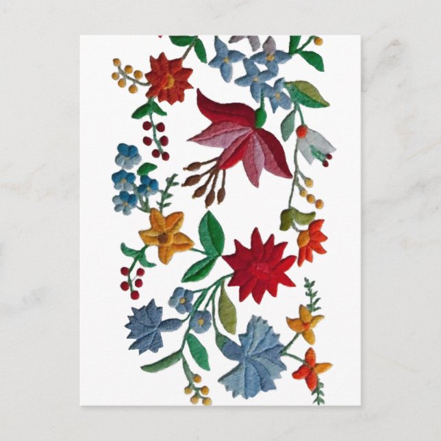 Ungerska Folkart Embroidery Vykort (Framsida)