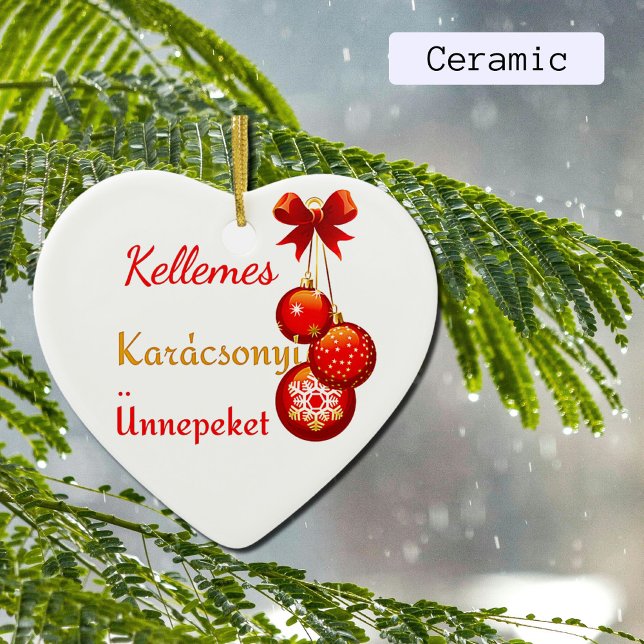 Ungerska Julafton Hälsning Julgransprydnad Keramik (Skapare uppladdad)