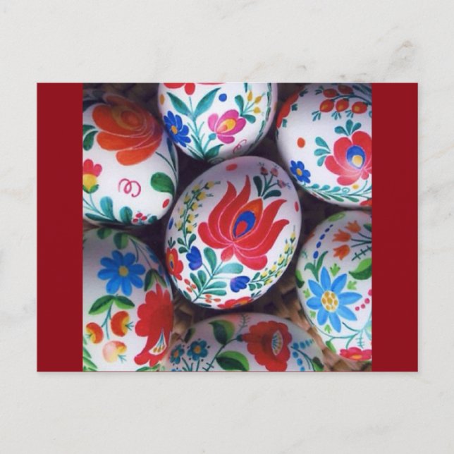 Ungerska Kalocsai för påskhälsningar ägg Helg Vykort (Framsida)